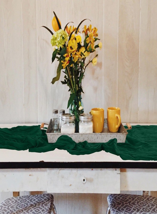 KEEPSHOWING 12 Pack Cheesecloth Table Runner 10Ft Christmas Gauze Boho Table Runners for Wedding Decor Bridal Shower Decorations Baby Shower Party(35" x 120")(EmeraldGreen) - Image 5
