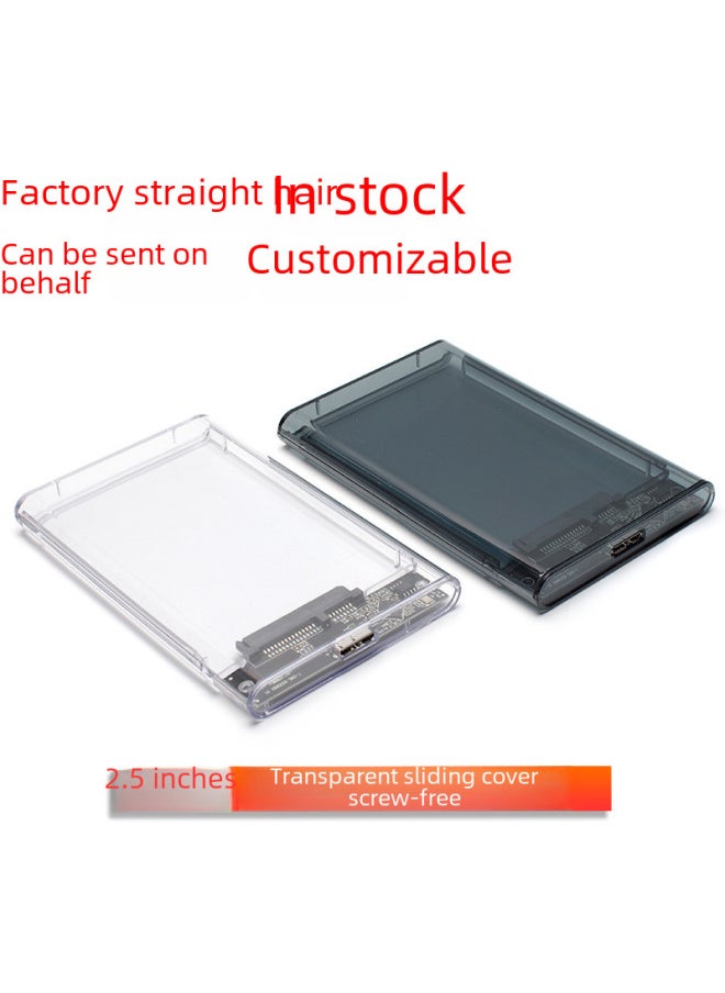 Generic 2.5-inch External Mobile Hard Drive Box Usb3.0 Screwless Transparent Sata Mechanical Solid State Drive Box Digital Computer-Color:Transparent-White-USB3.0  - Image 1