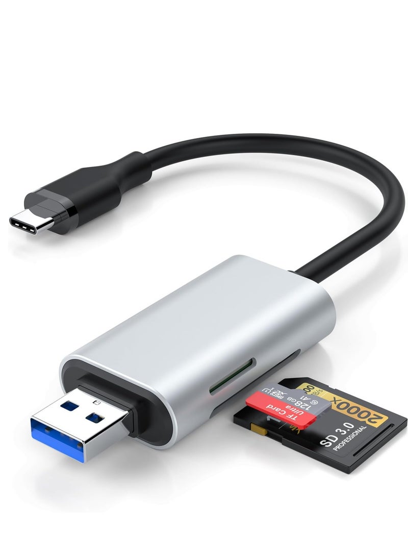 Barakah SD Card Reader, Micro SD/TF Memory with USB C and USB 3.0 Dual Slot High-Speed Reading at Same Time, Compatible with Computer PC MacBook Pro/Air, iPhone 15/15 Pro/Pro Max iPad Pro Samsung - Image 1