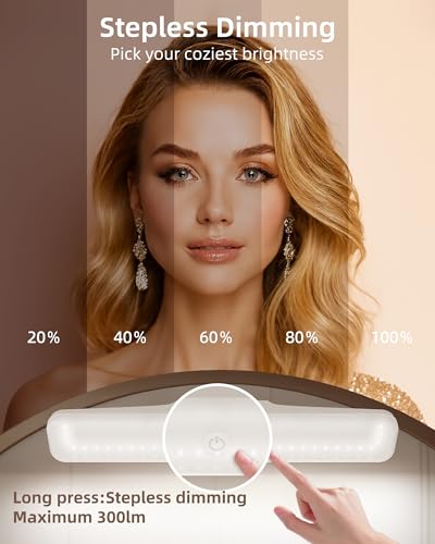 EZVALO 2 Pack Wireless Makeup Light Rechargeable Vanity Lights for Mirror with 3 Color Modes Stepless Dimming Touch Control Adjustable Angle Cordless Bathroom Mirror Light Gift for Women - Image 3