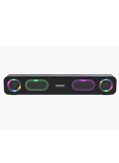 جاما مكبر صوت محمول يعمل بتقنية البلوتوث وقابل لإعادة الشحن ، وبطاقة RGB ثقيلة ، وبطاقة USB ، وبطاقة Aux 419 ، باللون الأسود  - Image 1