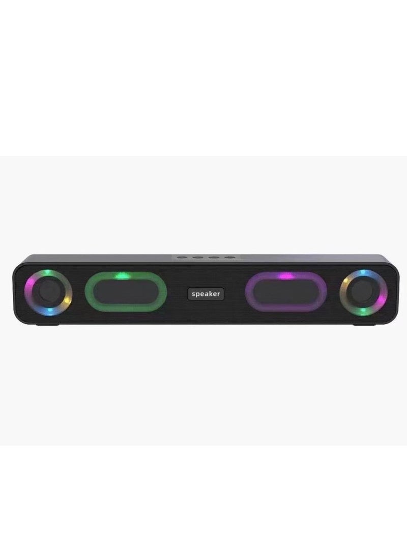 جاما مكبر صوت محمول يعمل بتقنية البلوتوث وقابل لإعادة الشحن ، وبطاقة RGB ثقيلة ، وبطاقة USB ، وبطاقة Aux 419 ، باللون الأسود  - Image 1