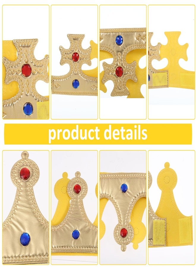 Apausvcm Regal Gold King Crown, Soft Royal Prince Princess Crown Colored Diamonds Birthday Costume Crowns for Kids Boy Parties Accessory Supplies for Boys Girls Birthday Party Decoration - Image 3