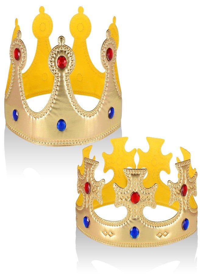 Apausvcm Regal Gold King Crown, Soft Royal Prince Princess Crown Colored Diamonds Birthday Costume Crowns for Kids Boy Parties Accessory Supplies for Boys Girls Birthday Party Decoration - Image 1
