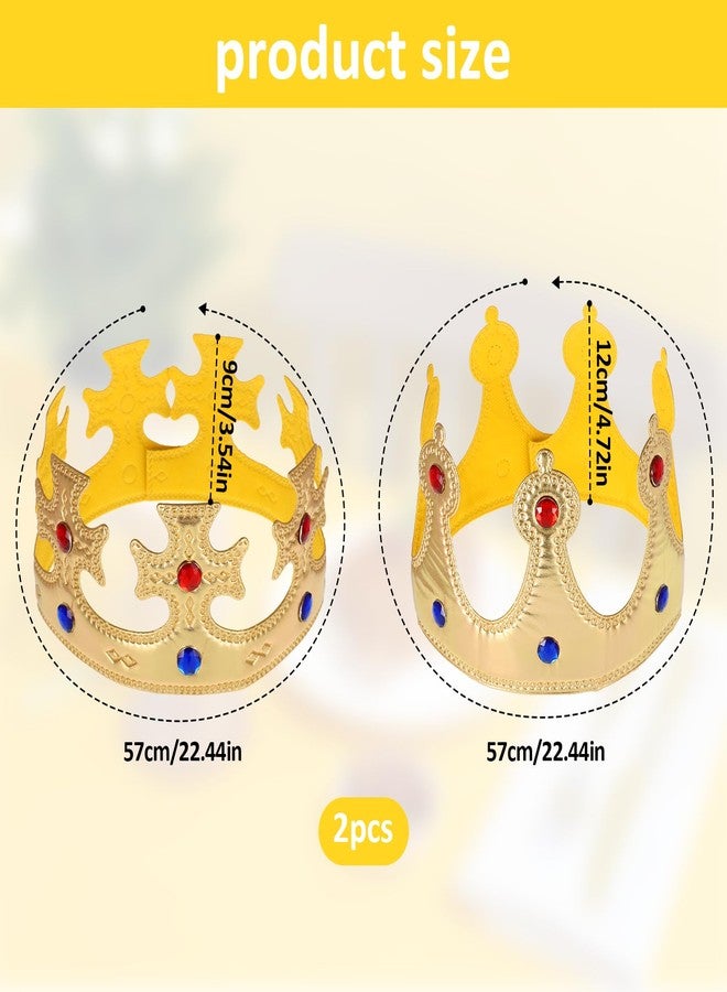Apausvcm Regal Gold King Crown, Soft Royal Prince Princess Crown Colored Diamonds Birthday Costume Crowns for Kids Boy Parties Accessory Supplies for Boys Girls Birthday Party Decoration - Image 2