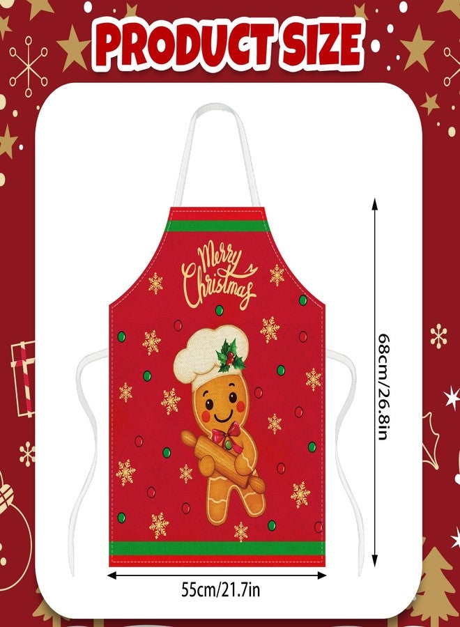 وولاين مآزر مطبخ قابلة للتعديل من والين، بتصميم رجل خبز الزنجبيل الأحمر الكلاسيكي، مناسبة لحفلات عيد الميلاد، طقم من قطعتين. - Image 2