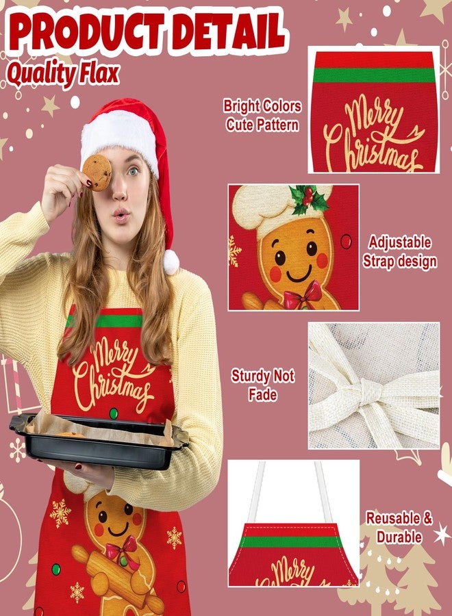 وولاين مآزر مطبخ قابلة للتعديل من والين، بتصميم رجل خبز الزنجبيل الأحمر الكلاسيكي، مناسبة لحفلات عيد الميلاد، طقم من قطعتين. - Image 3