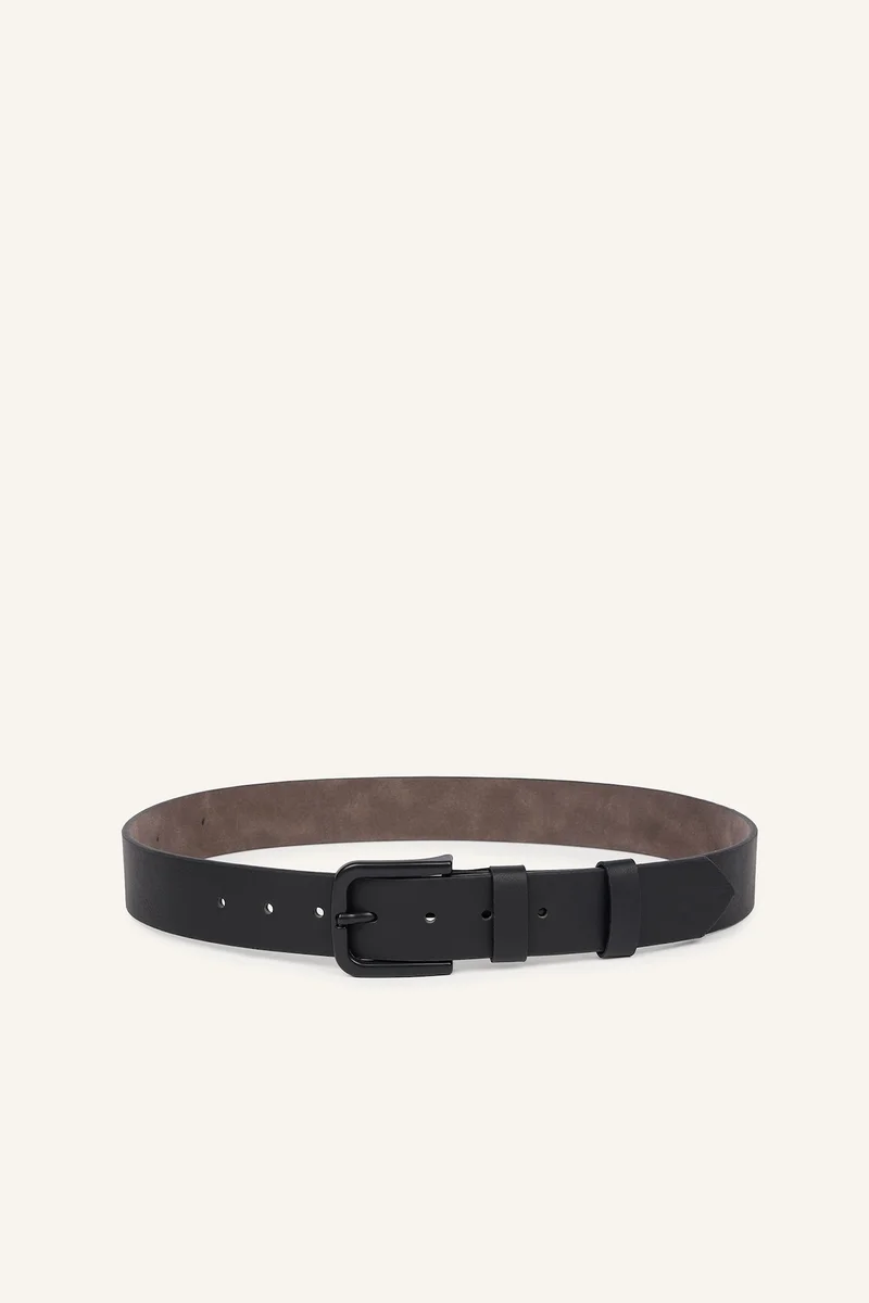 ديفاكتو Boy Rectangular Buckle Faux Leather Casual Black Belt
