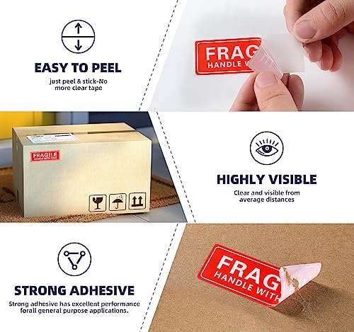 LuckyGuard 1 x 3 Inch Handle with Care 1000 Permanent Adhesive Fragile Stickers for Shipping Moving Glass Labels (1 Roll, 1000 Labels) - Image 4
