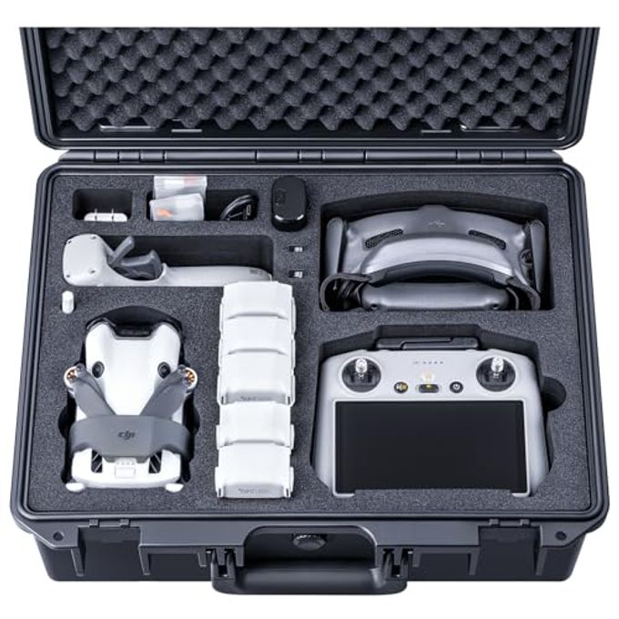 تايتن Titan MM420 Waterproof Hard Case For Dji Mini 4 Pro fit dji mini 4 pro/mini 3 pro, dji goggles 3/goggles 2/integra, rc motion 3/2, dji rc2/rc/rc-n2/n1, up to 7 batteries, charging hub, power adapter, cables, filters, propellers, microsd cards, and more accessories