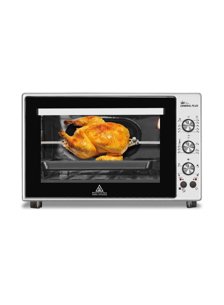 General Plus General Plus Large 60 Lt Electrical Toaster Oven, 6 Multi Functions, 60x49cm, 2100 Wat, Double Glass, Up & Down Heating, Mechanical Timer, Internal Light, Deep Tray & Stand Included - Image 1
