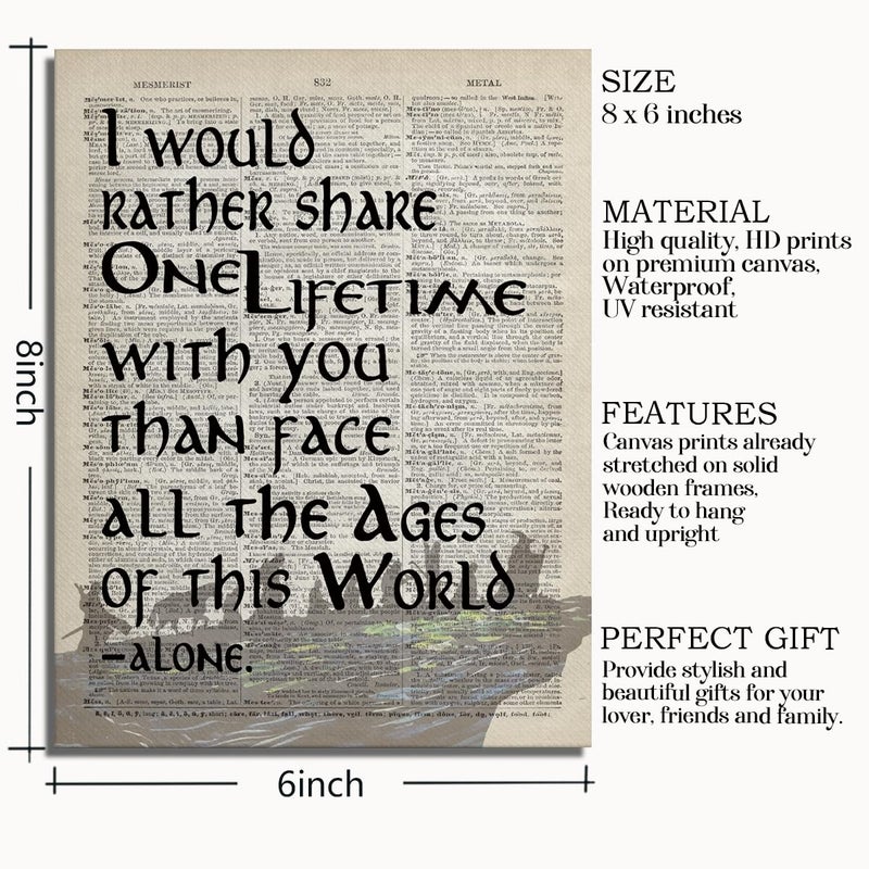 WKYAER LOTR Gifts  Framed LOTR Poster  Gift for LOTR Decor  I Would Rather Share One Lifetime - Arwen  LOTR Merch  LOTR Birthday Decor  Lord of the Rings Poster  LOTR Canvas Wall Art Decor 8x10 inch  - Image 2