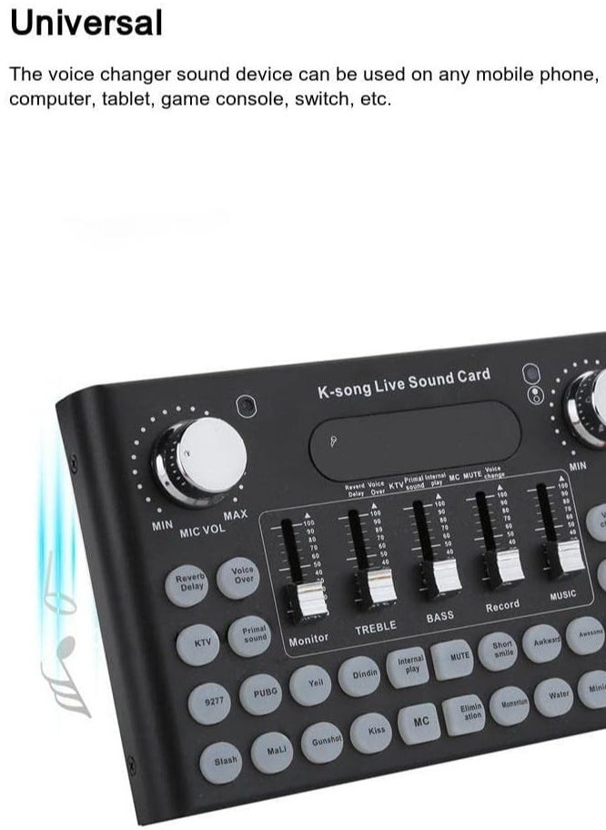 BORTONY - Sound Card F007 External Sound Card Multi-Voice Change Audio Mixer Adapter Card for Mobile Phone Computer Bluetooth Live Sound Card for Singing Recording Live Broadcast - Image 1