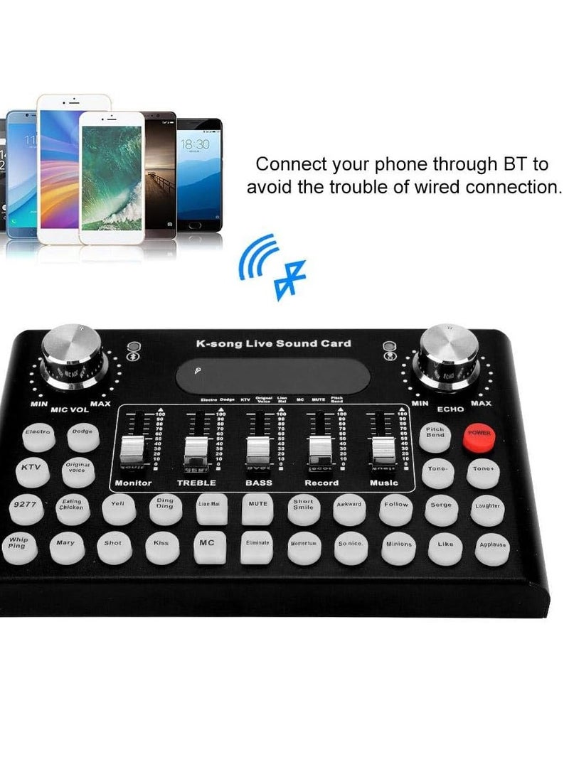 BORTONY - Sound Card F007 External Sound Card Multi-Voice Change Audio Mixer Adapter Card for Mobile Phone Computer Bluetooth Live Sound Card for Singing Recording Live Broadcast - Image 1