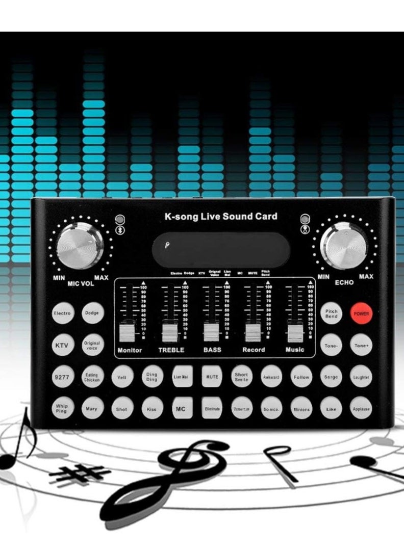 BORTONY - Sound Card F007 External Sound Card Multi-Voice Change Audio Mixer Adapter Card for Mobile Phone Computer Bluetooth Live Sound Card for Singing Recording Live Broadcast - Image 1
