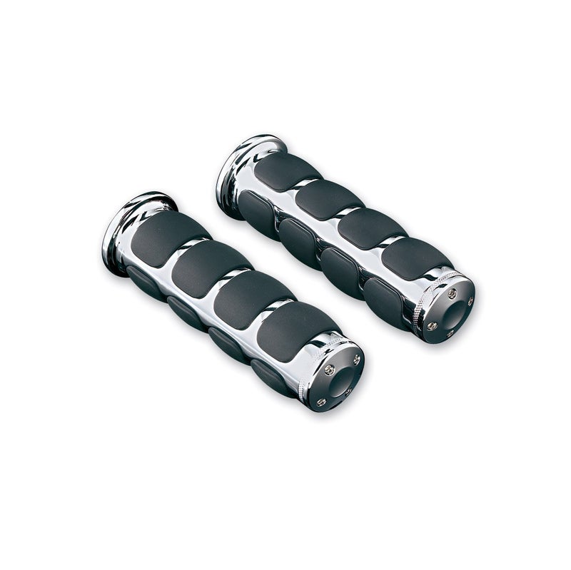 Kuryakyn 6235 Premium ISO Handlebar Grips for Throttle and Clutch: Kawasaki, Suzuki, Victory & Yamaha Motorcycles, Chrome, 1 Pair - Image 1