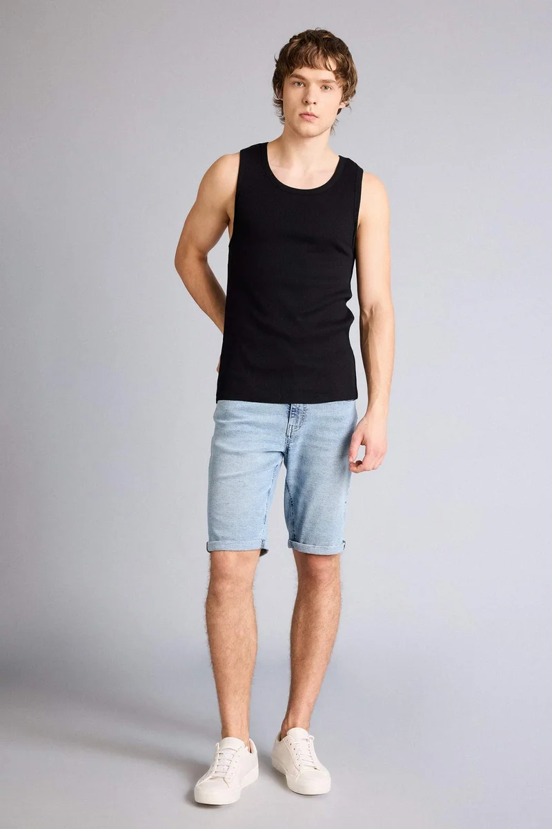DeFacto Slim Fit Ribana Crew Neck Tank Top