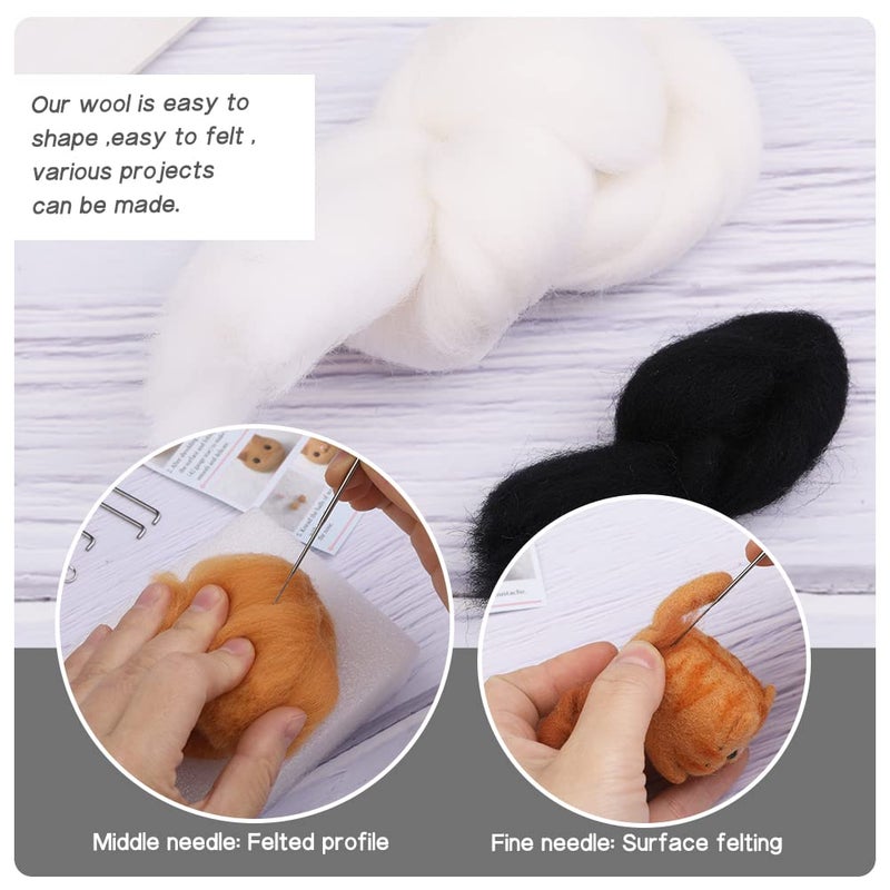QMNNMA Needle Felting Kits, Needle Felting Supplies Kits with Tools, Animals Needle Felting Set with Foam Mat for DIY Handcraft and Craft Project - Image 5