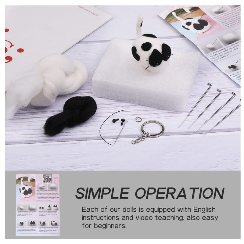QMNNMA Needle Felting Kits, Needle Felting Supplies Kits with Tools, Animals Needle Felting Set with Foam Mat for DIY Handcraft and Craft Project - Image 3