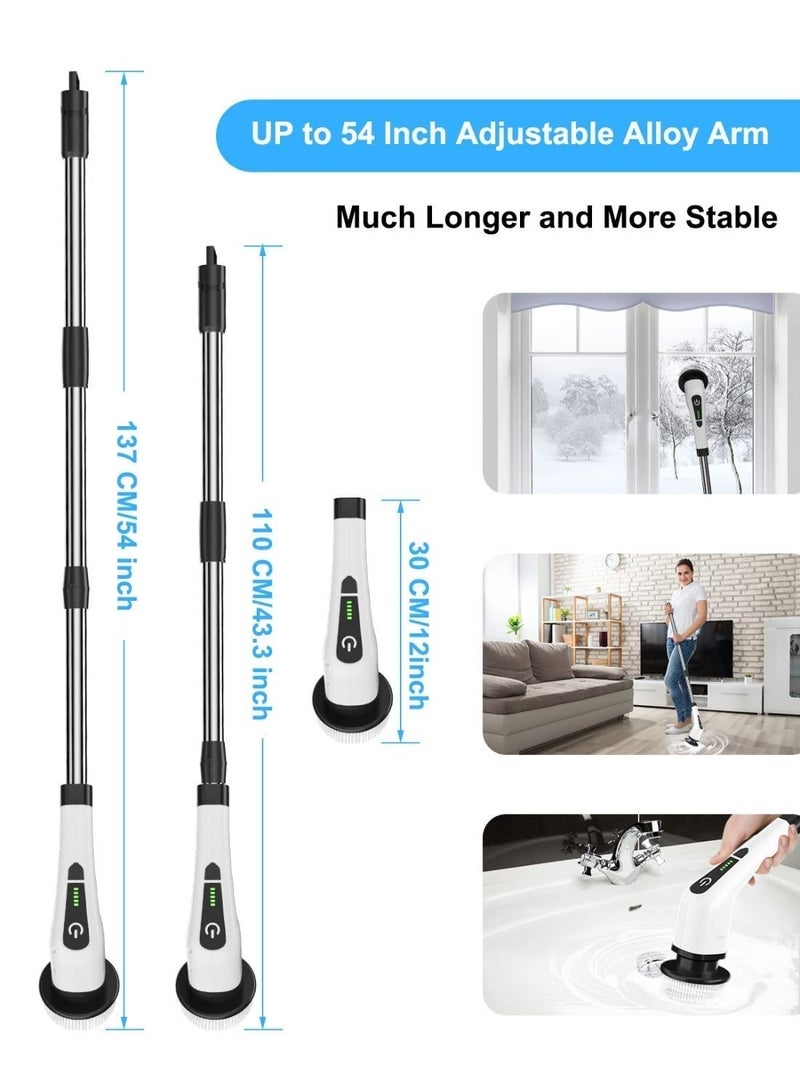 Walpck Electric Spin Scrubber, Cordless Cleaning Brush with 10 Replaceable Brush Heads, Tub and Floor Tile 360 Power Scrubber Dual Speed with Adjustable & Detachable Handle for Bathroom Kitchen Car - Image 2