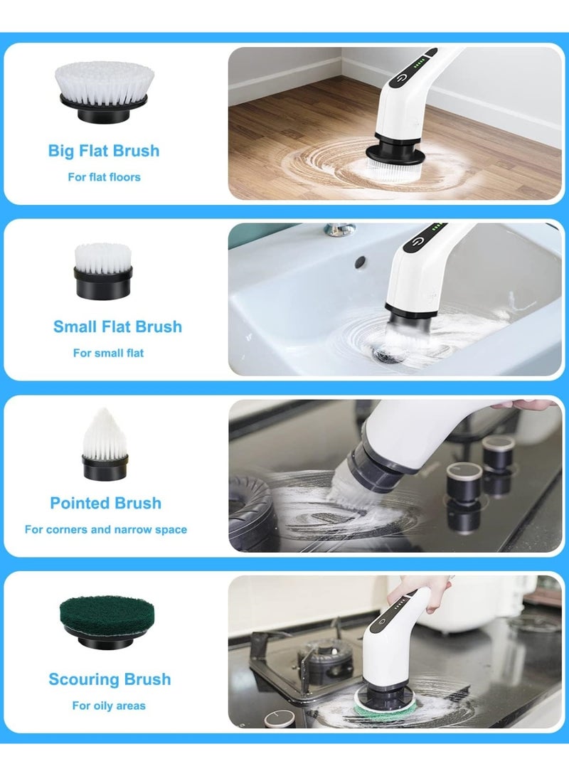 Walpck Electric Spin Scrubber, Cordless Cleaning Brush with 10 Replaceable Brush Heads, Tub and Floor Tile 360 Power Scrubber Dual Speed with Adjustable & Detachable Handle for Bathroom Kitchen Car - Image 5