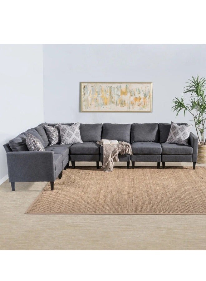 KUSTOMDECO Mahra 7-Seater Sectional Sofa Set - Customizable Sectional Sofa for Living Room, Premium Upholstery, L-Shape Design - Image 1