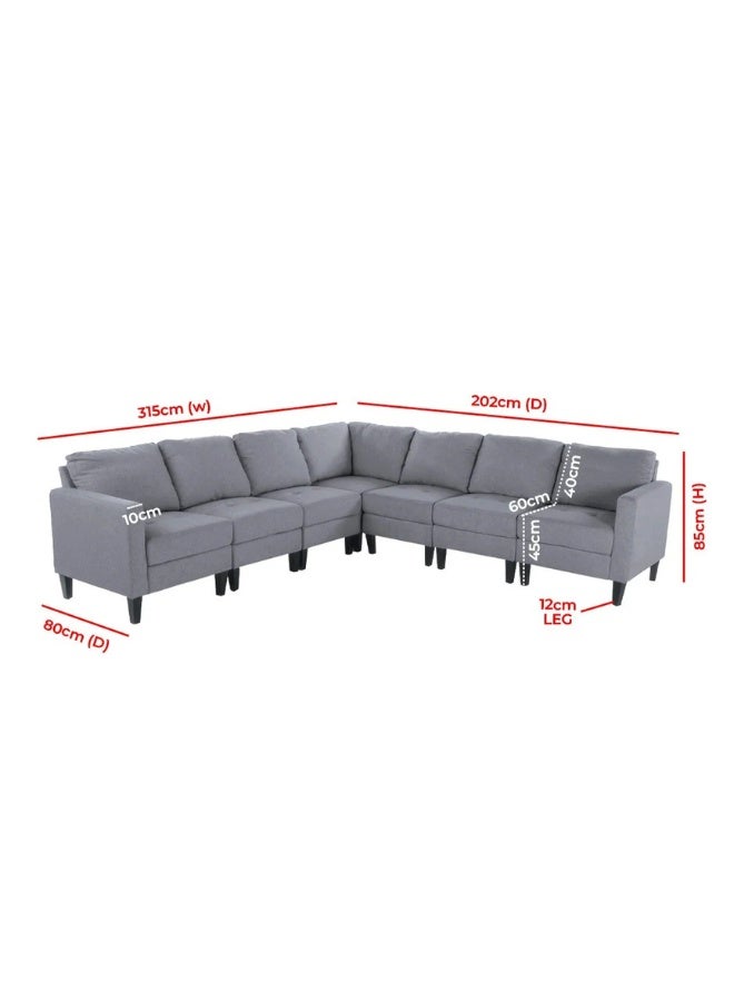 KUSTOMDECO Mahra 7-Seater Sectional Sofa Set - Customizable Sectional Sofa for Living Room, Premium Upholstery, L-Shape Design - Image 3