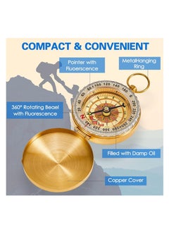 SUNSAR Camping Survival Compass Kids Compass Glow in The Dark Metal Pocket Compass for Kids Hiking Compass Military Navigation Tool for Hiking Hunting Climbing  - Image 3