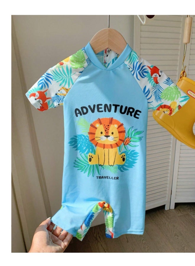 Boys' swimsuit with animal prints - light blue multi-colored (3-4 years) - Image 2