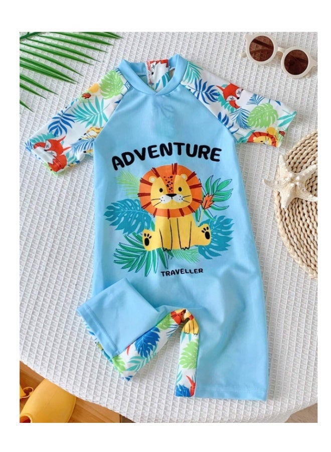 Boys' swimsuit with animal prints - light blue multi-colored (3-4 years) - Image 1