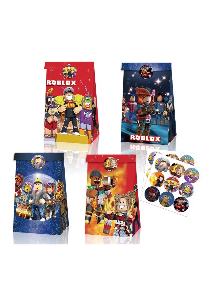 ROBLOX 30pcs Roblox Party Favor Bags with Stickers – 12 Blocky Candy Bags + 18 Round Stickers, 22×12cm Loot Bags for Roblox Birthday Party Supplies, Goodie Bags, Gaming Gift Bags for Kids - Image 1