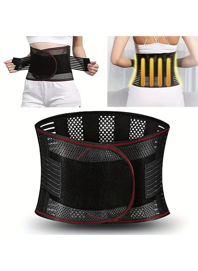 High Elastic Breathable Mesh Waist Trainer Belt Adjustable Compression Support Black M - Image 2