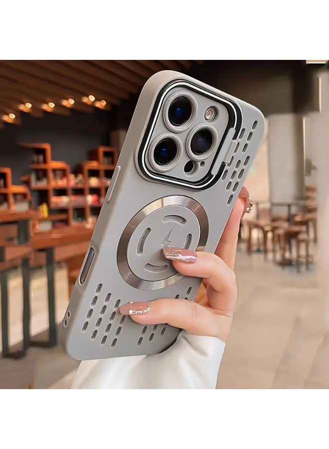 Temu Luxury Magnetic Wireless Charging Phone Case Compatible with iPhone 15 Pro Max with Lens Holder Breathable Shockproof Soft TPU Cover - Image 1