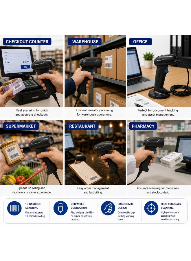 BASEET USB Wired Handheld Laser 2D Barcode Scanner with Fast Interface BAS-139 - Image 4