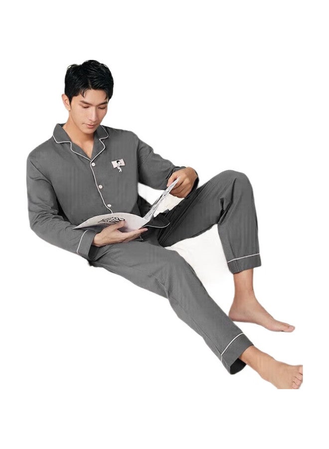 YOUKESHU [Cheng Yi'S Choice] Plant-Based Mite-Proof Men'S Pajamas, Pure Cotton Couple'S Loungewear, Suitable For Outdoor Wear, Home Loungewear Set - Image 2