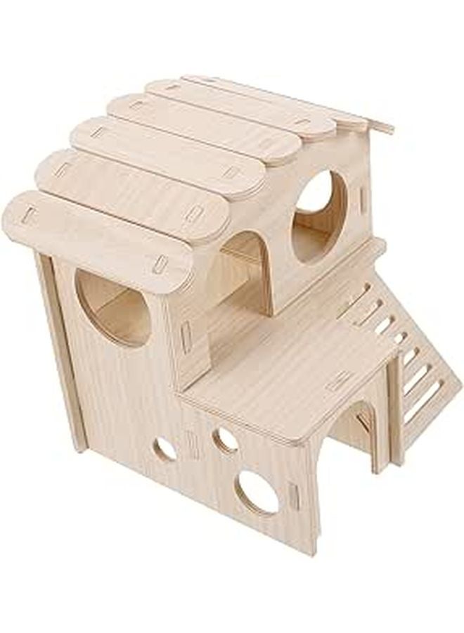 Creative Climbing Hamster Hideout Insulated Pine Wood Attic Playhouse For Small Pets - Image 1
