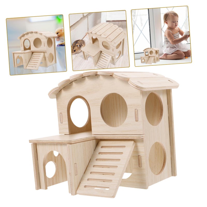 Creative Climbing Hamster Hideout Insulated Pine Wood Attic Playhouse For Small Pets - Image 4