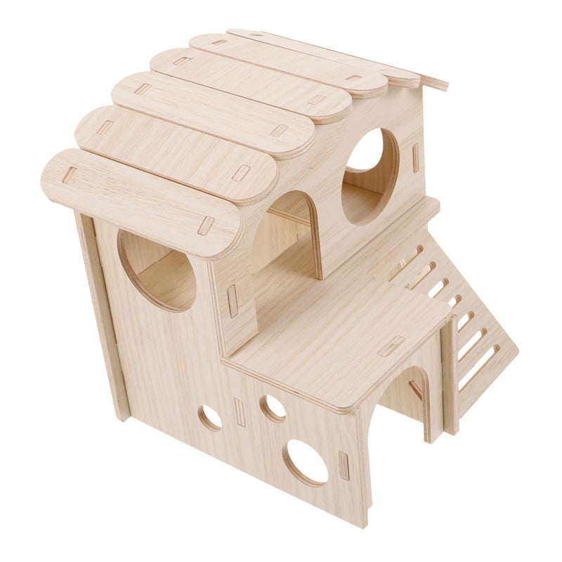 Creative Climbing Hamster Hideout Insulated Pine Wood Attic Playhouse For Small Pets - Image 2