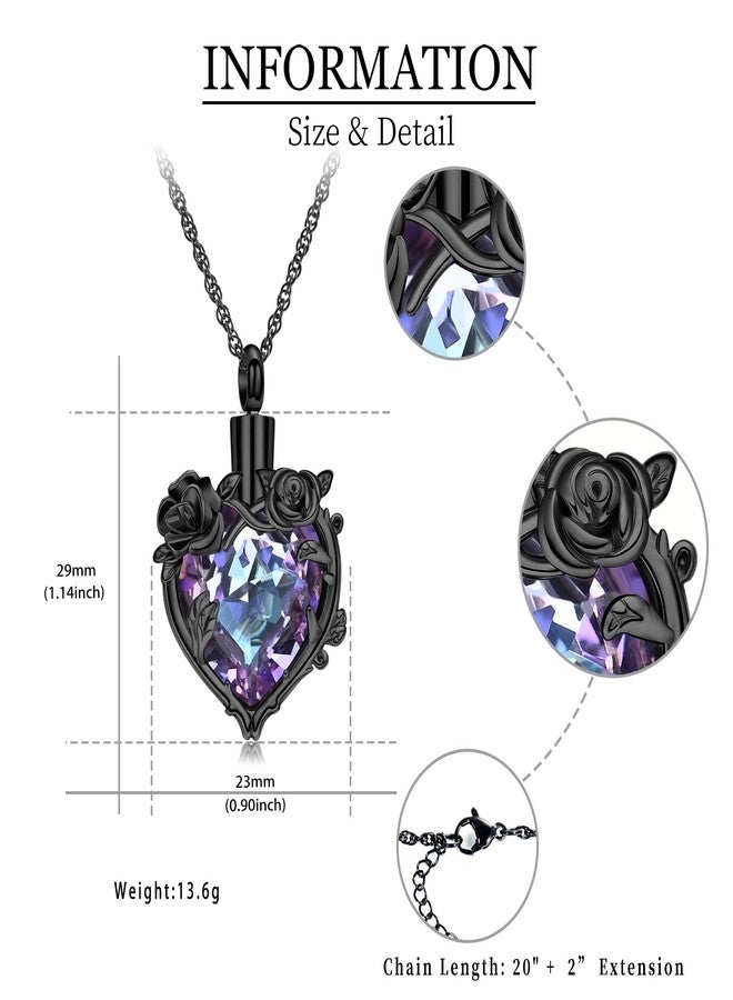 shajwo Cremation Jewelry Rose Flower Heart Urn Necklaces for Ashes for Women Memorial Human Ashes Pendant, Stainless Steel, No Gemstone - Image 2