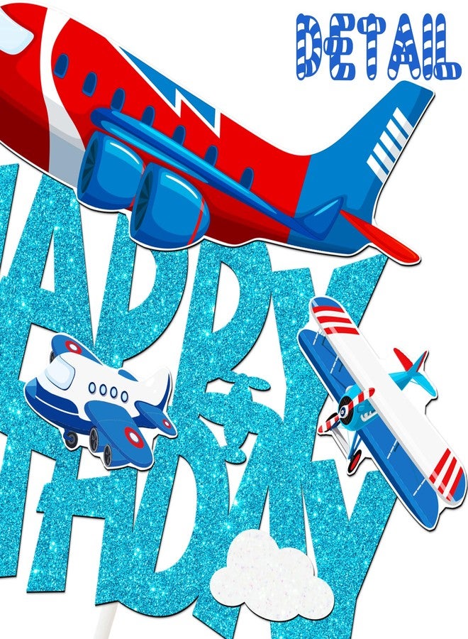 اوموني غطاء كعكة عيد ميلاد على شكل طائرة، ديكورات حفلات عيد ميلاد على شكل طائرة، اختيارات كعكة طائرة لامعة، ديكور كعكة طائرة للأطفال، حفلات أعياد الميلاد، لوازم حفلات استقبال المولود الجديد - Image 3