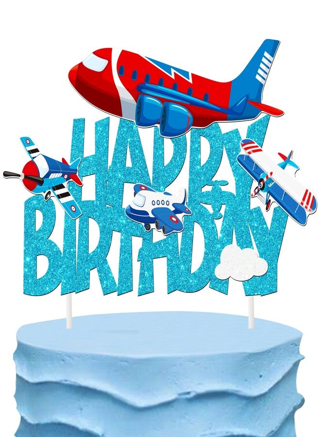 اوموني غطاء كعكة عيد ميلاد على شكل طائرة، ديكورات حفلات عيد ميلاد على شكل طائرة، اختيارات كعكة طائرة لامعة، ديكور كعكة طائرة للأطفال، حفلات أعياد الميلاد، لوازم حفلات استقبال المولود الجديد - Image 2