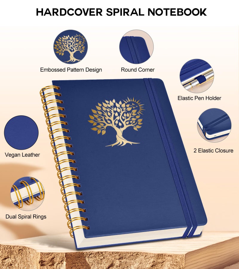 PERCUN Spiral Notebook Journal for Women Men, 300 Numbered Lined Pages, College Ruled, A5 Hardcover Spiral Bound Notebook for School, Work, Note Taking Writing, Leather Spiral Journal Medium 5.9"x8.5" - Image 3