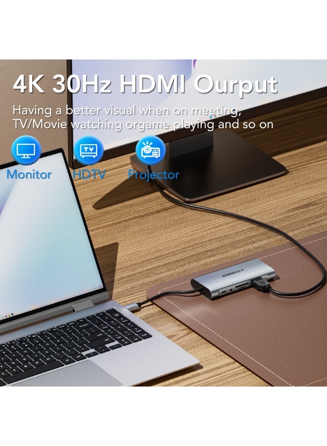 STARGOLD 11-in-1 USB C Docking Station for Laptop - Dual 4K HDMI & VGA Triple Display, 100W PD Fast Charge, Ethernet RJ45, USB 3.0 Hub, SD/TF Card Reader - Type C Notebook Docking System for MacBook Pro/Air, ThinkPad, Dell, HP PC & Gaming - Universal USB Type C Dock - Image 4