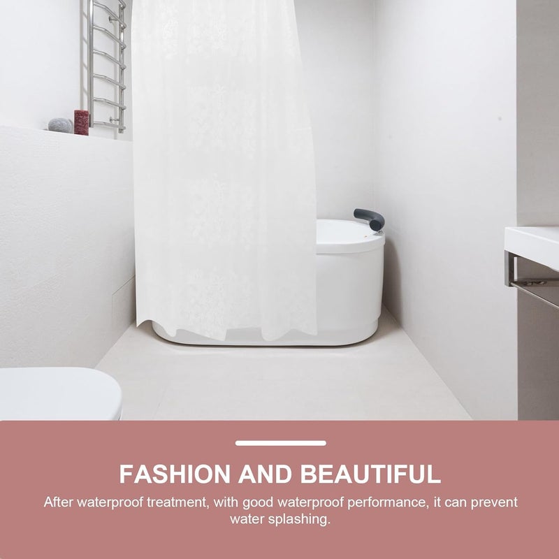 ستارة دش مقاومة للماء مع نقوش زهرية وخطافات، مقاس 180×200 سم، ستارة فاصل حمام من مادة بي إي في إيه شبه شفافة للاستخدام المنزلي والفندقي - Image 5