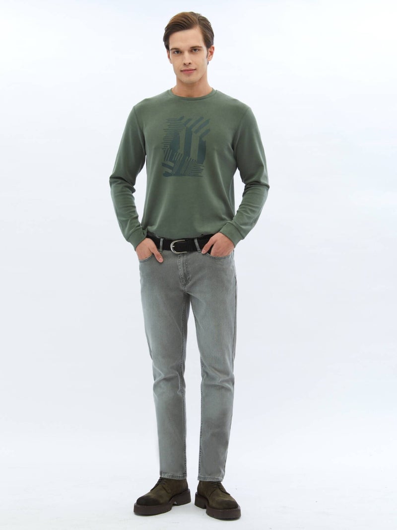 Kip Mink Slim Fit Denim Cotton Blend Trousers  - Image 1