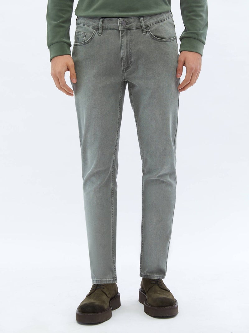Kip Mink Slim Fit Denim Cotton Blend Trousers  - Image 2