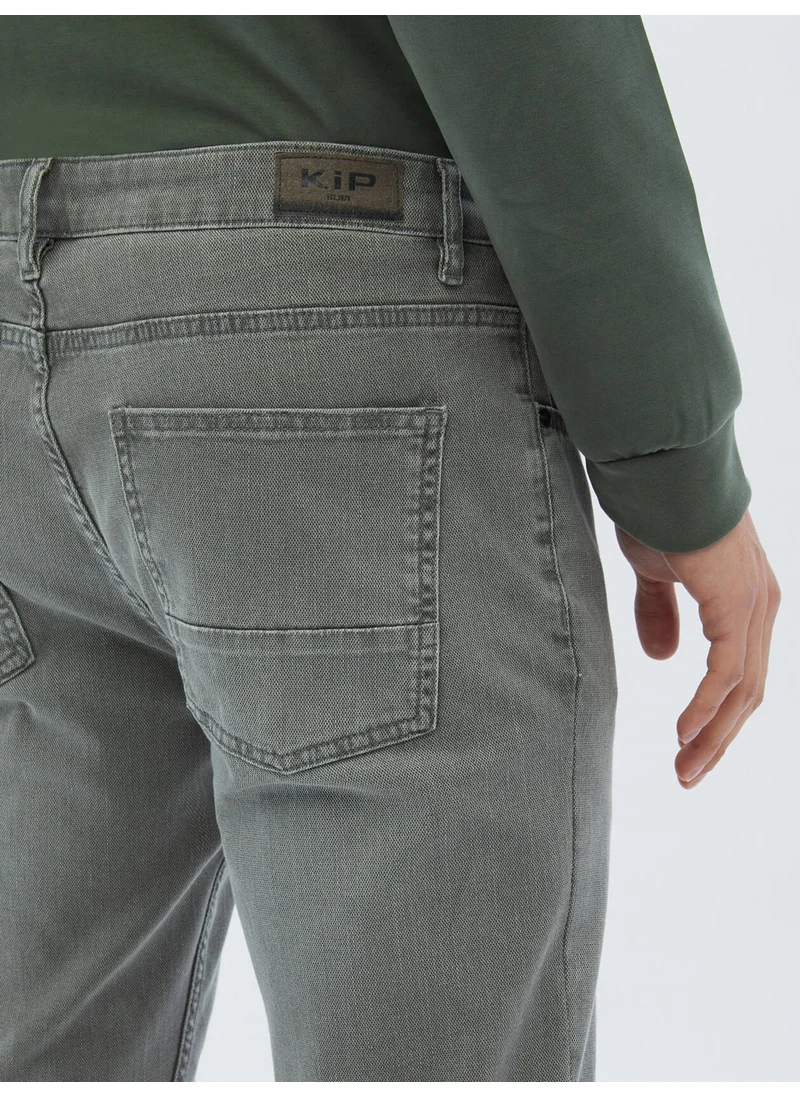 Kip Mink Slim Fit Denim Cotton Blend Trousers