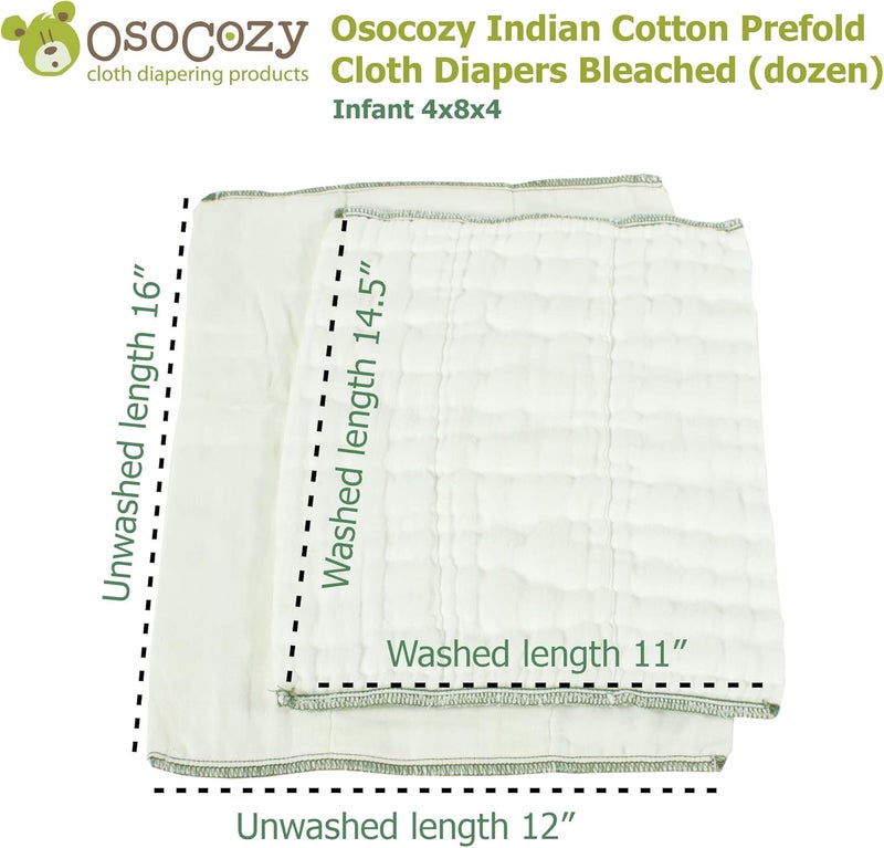 OsoCozy Prefold Cloth Diapers (1 Doz) - Soft, Absorbent, Durable - 100% Cotton - Image 3