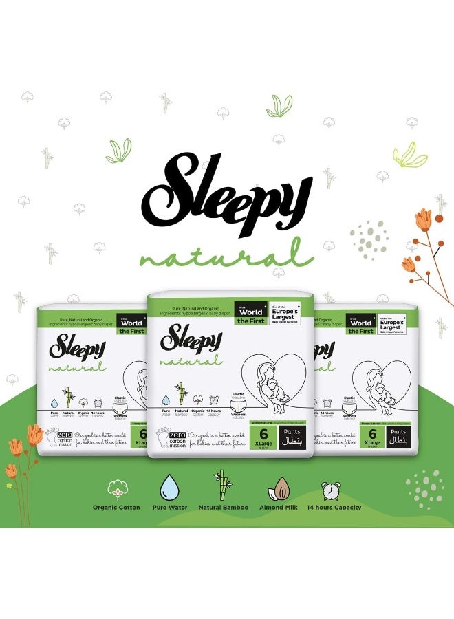 Sleepy حفاضات أطفال طبيعية بحجم 6، راحة قصوى، امتصاص فائق، صديقة للبيئة، مضادة للحساسية، 7 × 20 عدد - Image 3