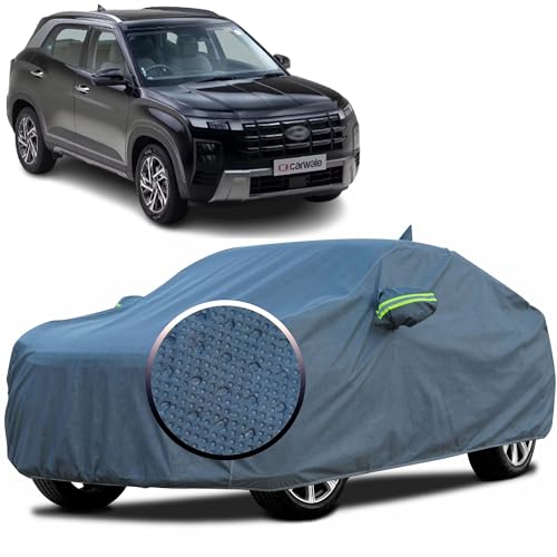YEARWELL 100% Waterproof 'GreyMax' Car Body Cover for Hyundai Creta with Mirror Pocket, Heat & UV Protection, Triple Stitched, Soft Lining, Full Bottom Elastic & Reflective Radium (Grey) - Image 1